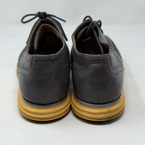 Cole Haan Original Grand Wingtip Shoes Mens 13 M Gray Leather Yellow Soles - Picture 11 of 16